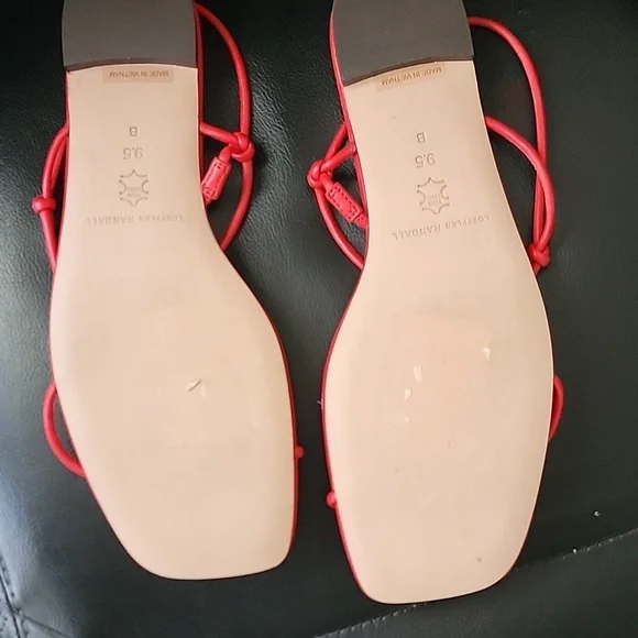 NEW Loeffler Randall Bright Red Knot-Strap Flat Sandals Size 9.5 - Picture 5 of 8